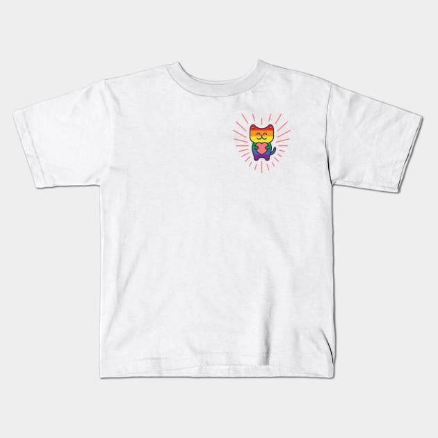 Cute Pride Love Cat Kids T-Shirt by Mob73